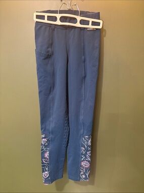 KERRITS Navy Floral-Trim Kid’s Riding Tights